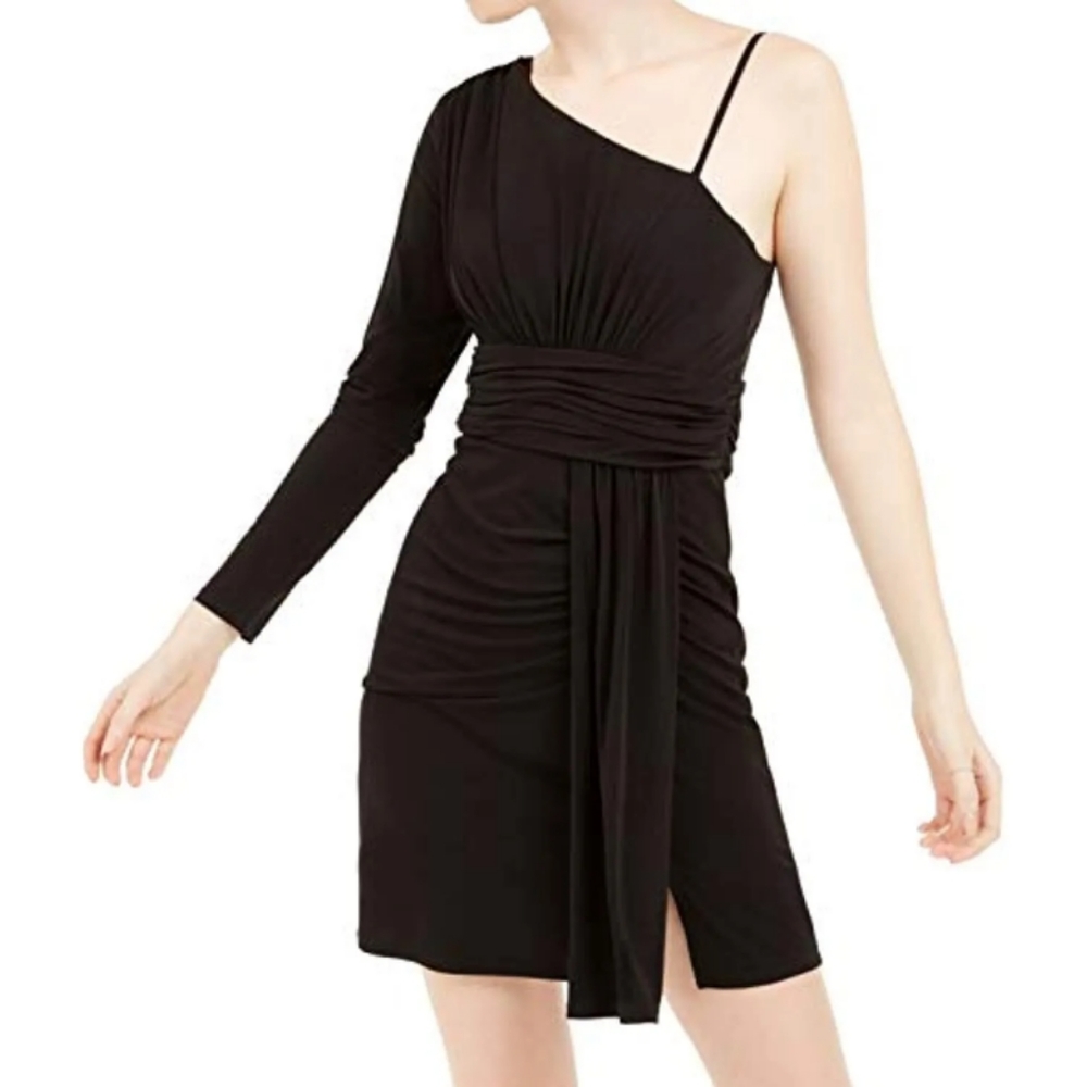 TEEZE ME Dress Women's Junior Size 3/4 Black Long sleeves short body con Party